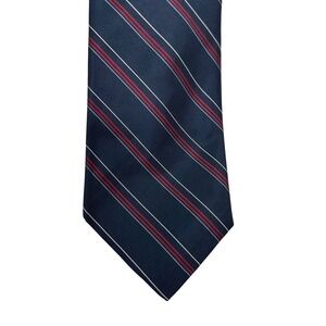 Christian Dior Silk Tie Mens Navy Blue Red Striped Luxury Nautical Career Office